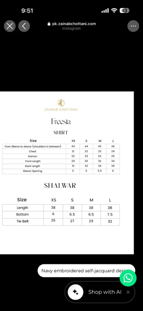 Size Chart Reference